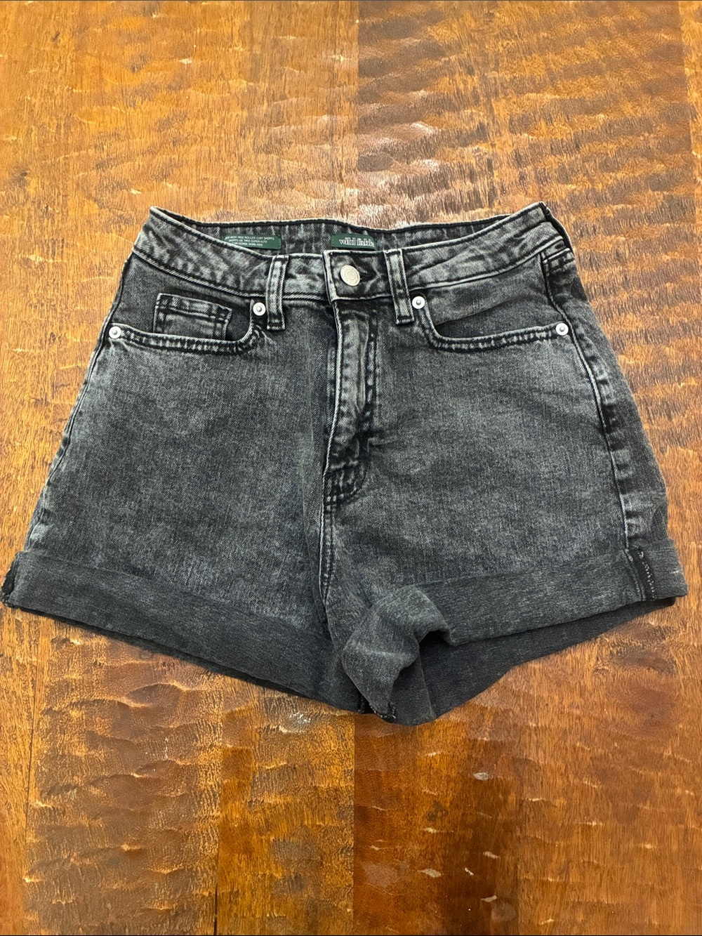 wild fable Black Washed High-Rise Jean Shorts